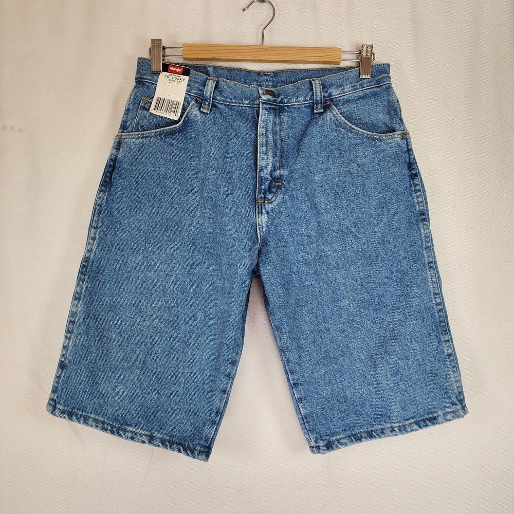 Vintage Wrangler Denim Shorts Sz 16 Loose Husky Fit Med Wash NWT New